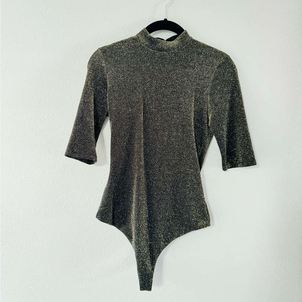 Alice + Olivia gold shimmering bodysuit